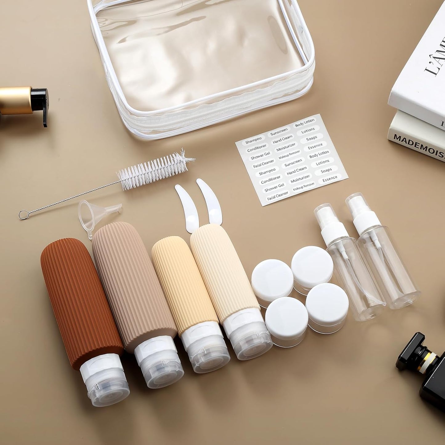 16 Pack Travel Bottles for Toiletries, 6oz Silicone, Leak Proof, Reusable, Oval, Perfect for Travel, Vacation, Plane Trip, Camp