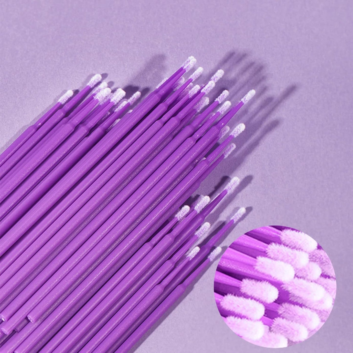 600PCS Microswabs for Eyelash Extensions，Micro Applicators Brush for Cleaning and Applying Make-up Purple (Head Diameter: 2.0mm)