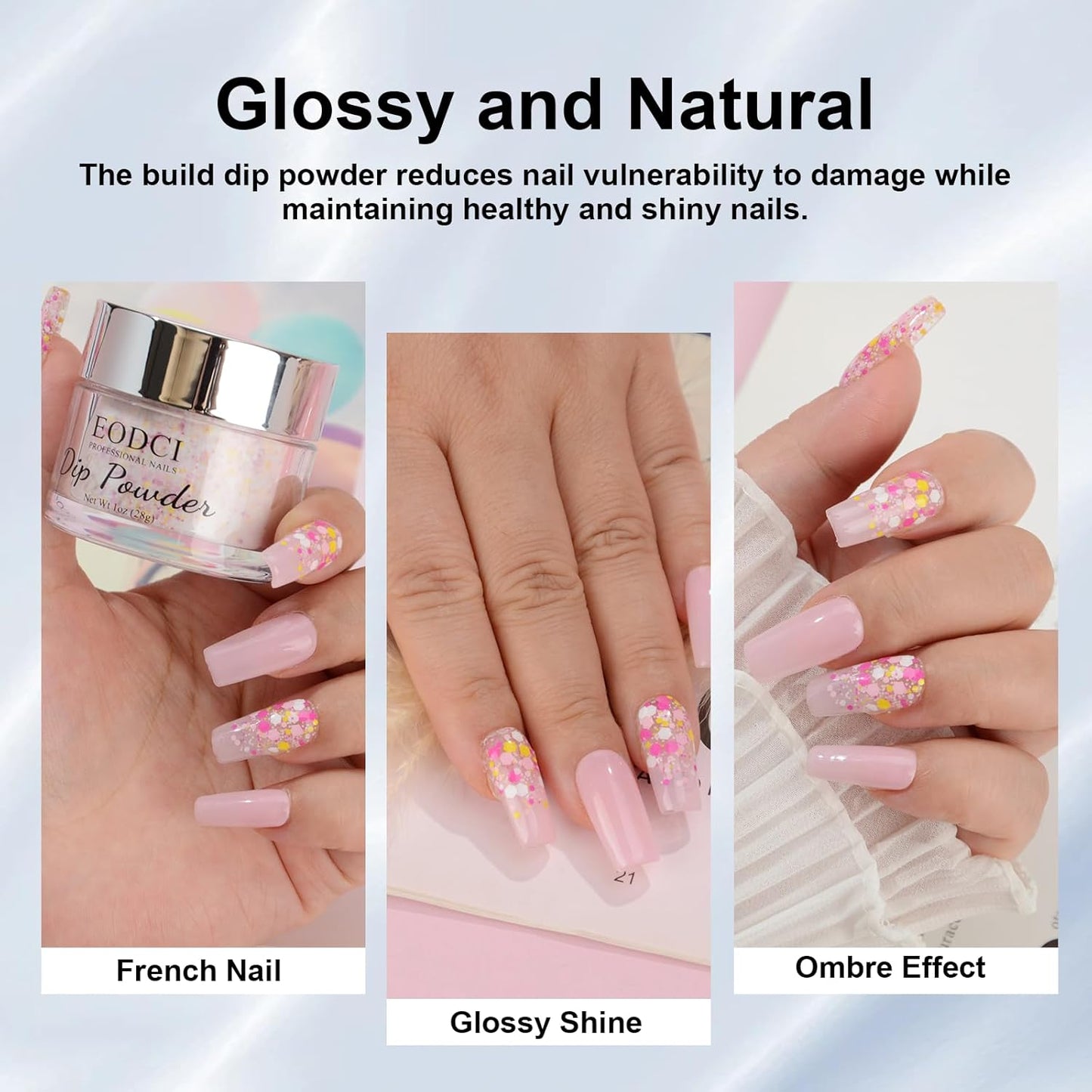 Glitter Dipping Powder, Sprinkle On Glitter Collection - Hot Pink Dip powder - No Needed UV Lamp - Long Lasting 14 Days Dip Colors - Nail Color for Professionals & At-Home DIY 1oz