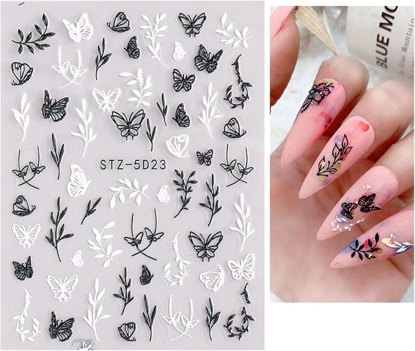 JMEOWIO 3D Embossed Flower Spring Nail Art Stickers Decals Self-Adhesive Pegatinas Uñas 5D Summer Colorful Floral Nail Supplies Nail Art Design Decoration Accessories 4 Sheets