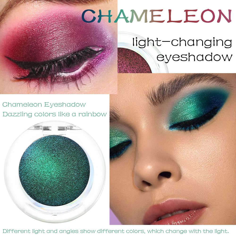 evpct 2Pcs Duochrome Chameleon Chrome Multichrome Eyeshadow Makeup Palette Set Women, Sapphire blue Purple Gold Metallic Holographic Glitter Sparkle Shimmer Loose Eyeshadow Eye Shadow Palette Makeup