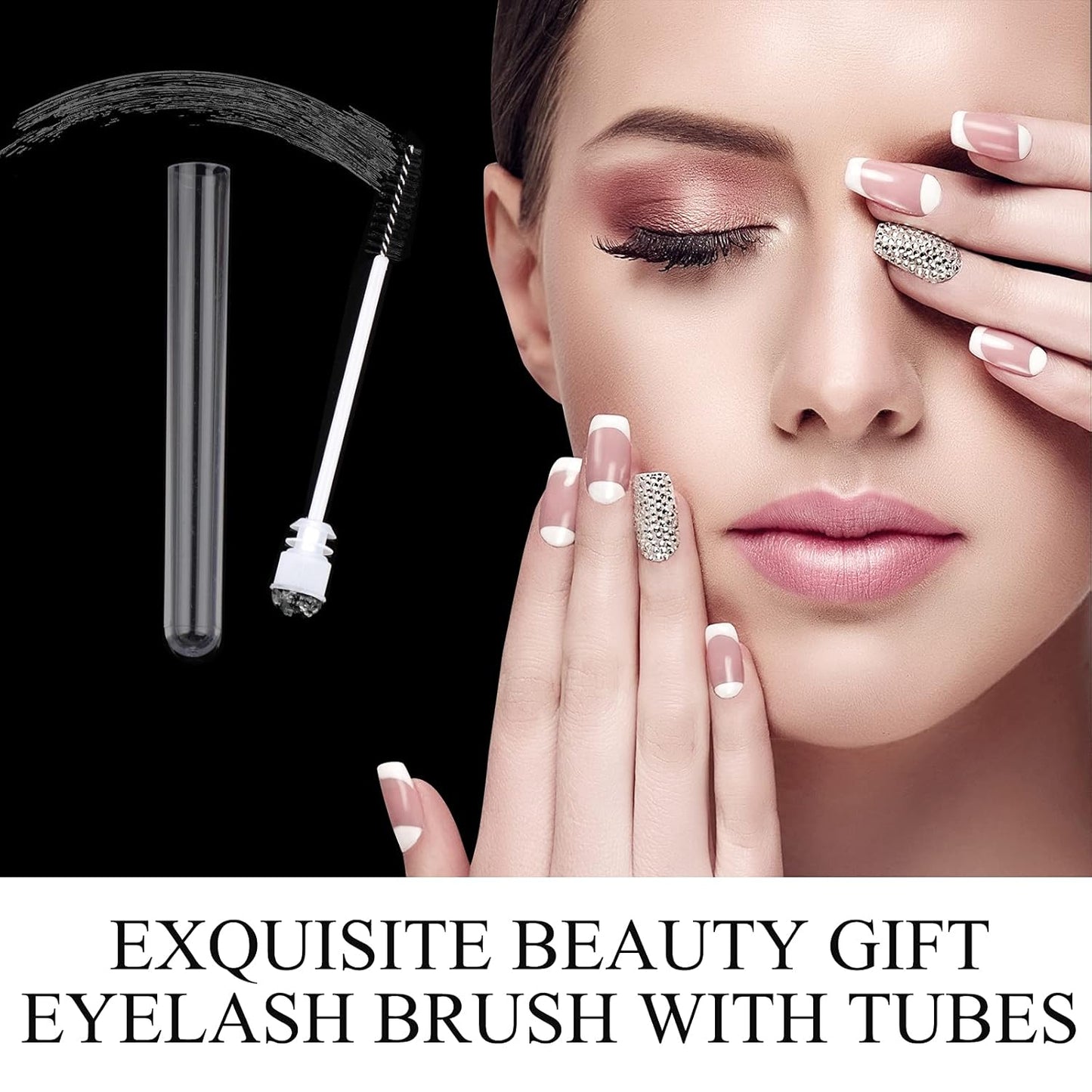 50pcs Eyelash brush Lash Wand Makeup tool Eyelash Extension supplies Cleaning brush Diamond Mascara foil black