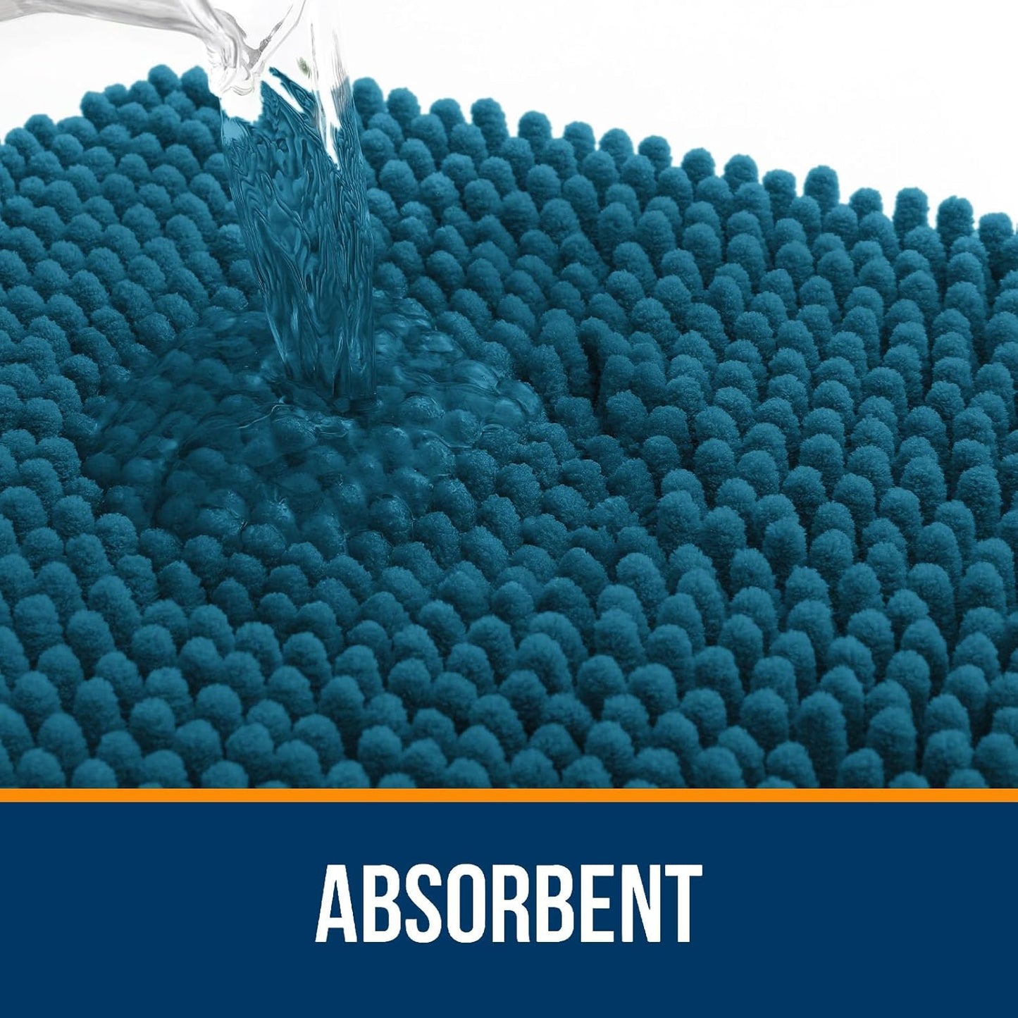 OLANLY Bathroom Rugs 70x46, Extra Soft Absorbent Chenille Bath Rugs, Rubber Backing Quick Dry, Machine Washable Bath Mats for Bathroom Floor, Tub and Shower, Home Decor Accessories, Peacock Blue