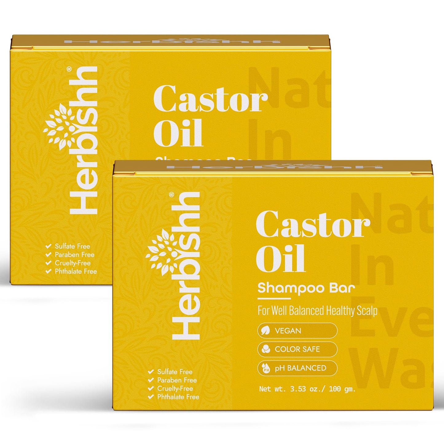 Herbishh Castor Oil Shampoo Bar – Nourishing Solid Shampoo Bar for Hair Growth & Thinning Hair – Castor Oil Shampoo Soap for Moisturized Scalp – Natural Soap 3.53 oz Pack of 2