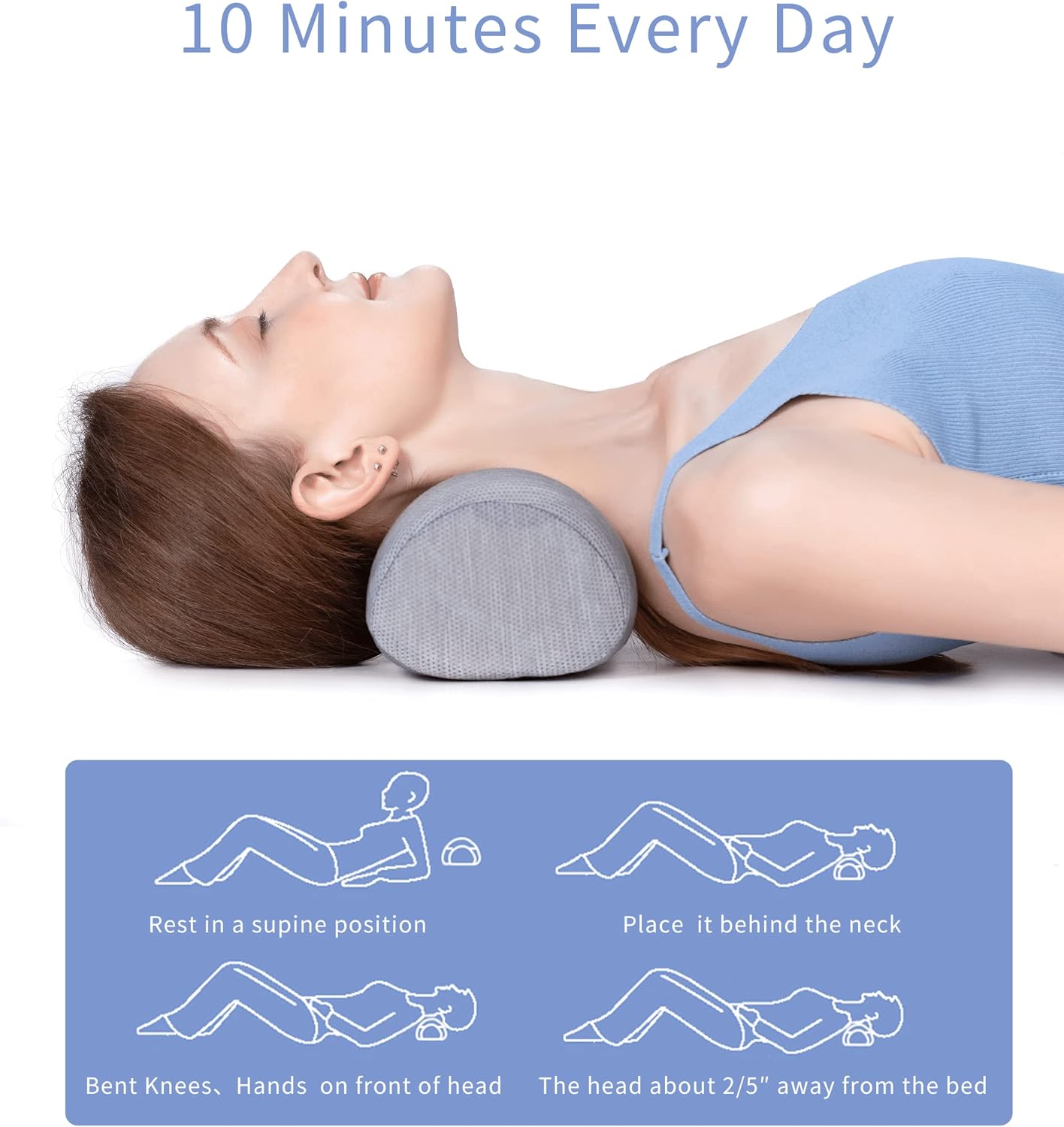 Bespilow Small Neck Roll Pillow,Say Goodbye to Neck Pain, Cervical Memory Foam Pillow for Tension Muscle Relief, Contour Support, Shoulder Pain Relaxer with Breathable Pillowcase, Odorless