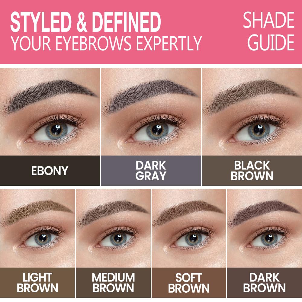 3Pcs Waterproof Eyebrow Pencil, Professional Makeup Micro Brow Pencil, Double-ended ultra-fine eyebrow pencil, Ultra-Fine Mechanical Pencil (3, 02#Dark Gray)