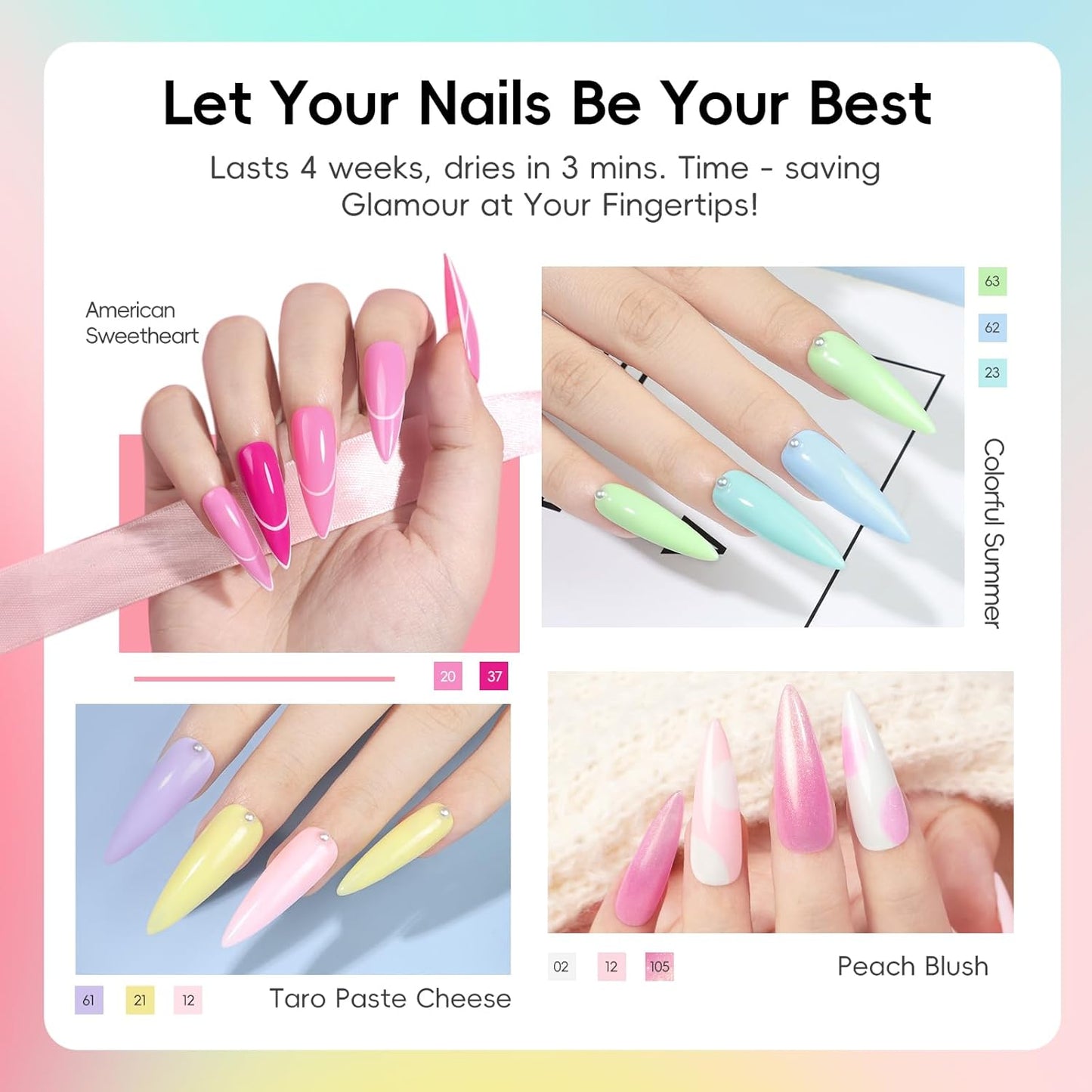 Peacecolor Gel Polish Kit with U V Light, 22 Colors Milky White Pink Blue Rose Red Glitter All Seasons Gel Nail Kit with Top Base Coat Nails Art Home Manicure DIY