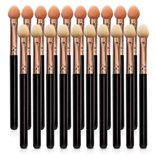 Eyeshadow Applicators Double Sided Sponge Tip Foam Reusable，20Pcs Professional Organic Long Handle Washable Makeup Eye Shadow Brush Set