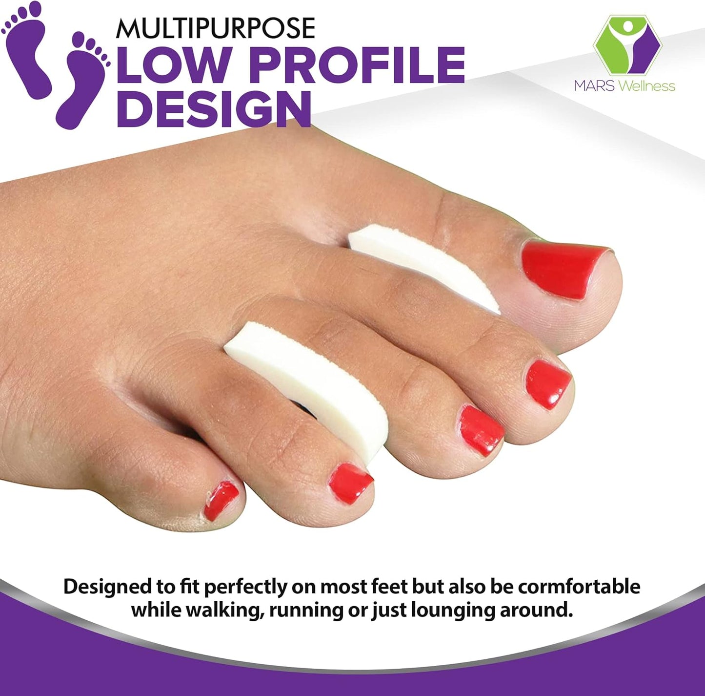 Premium Foam Toe Separators for Women and Men - Made in USA - Foam Toe Spacers for Corn, Blister, and Hammer Toe Relief - 1/4 Inch (50 Pack)