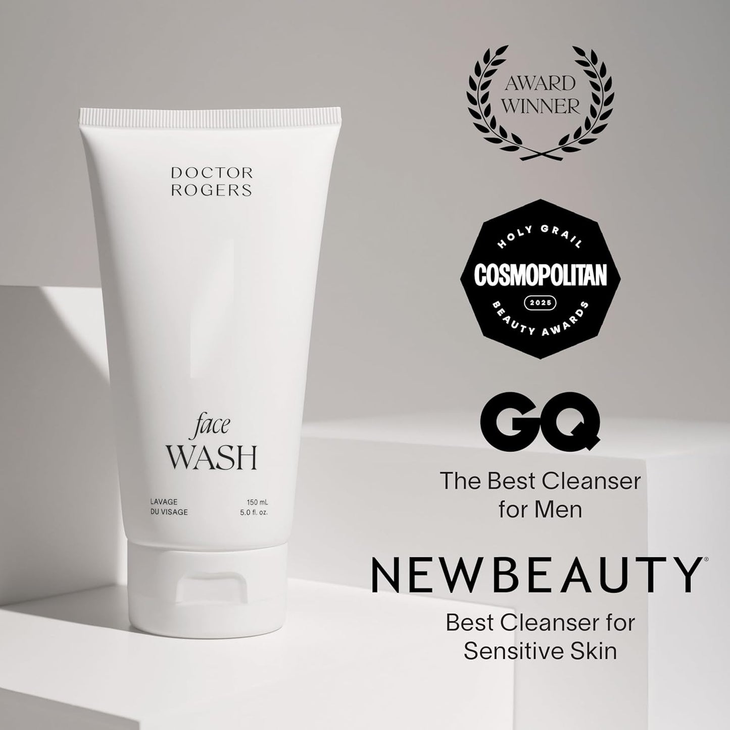 Doctor Rogers Face Wash. Gentle Hydrating Daily Cleanser for Sensitive, Dry & Combination Skin, 5 Ounce (150 ml) Tube