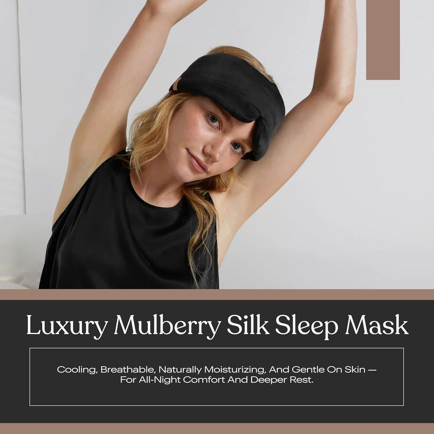 Lunya Sleep Mask with Box - Washable Silk Sleeping Mask and Headband for Beauty Routines - Thermoregulating Comfort for Restful Nights - Silk Eye Mask for Women - Immersed Black