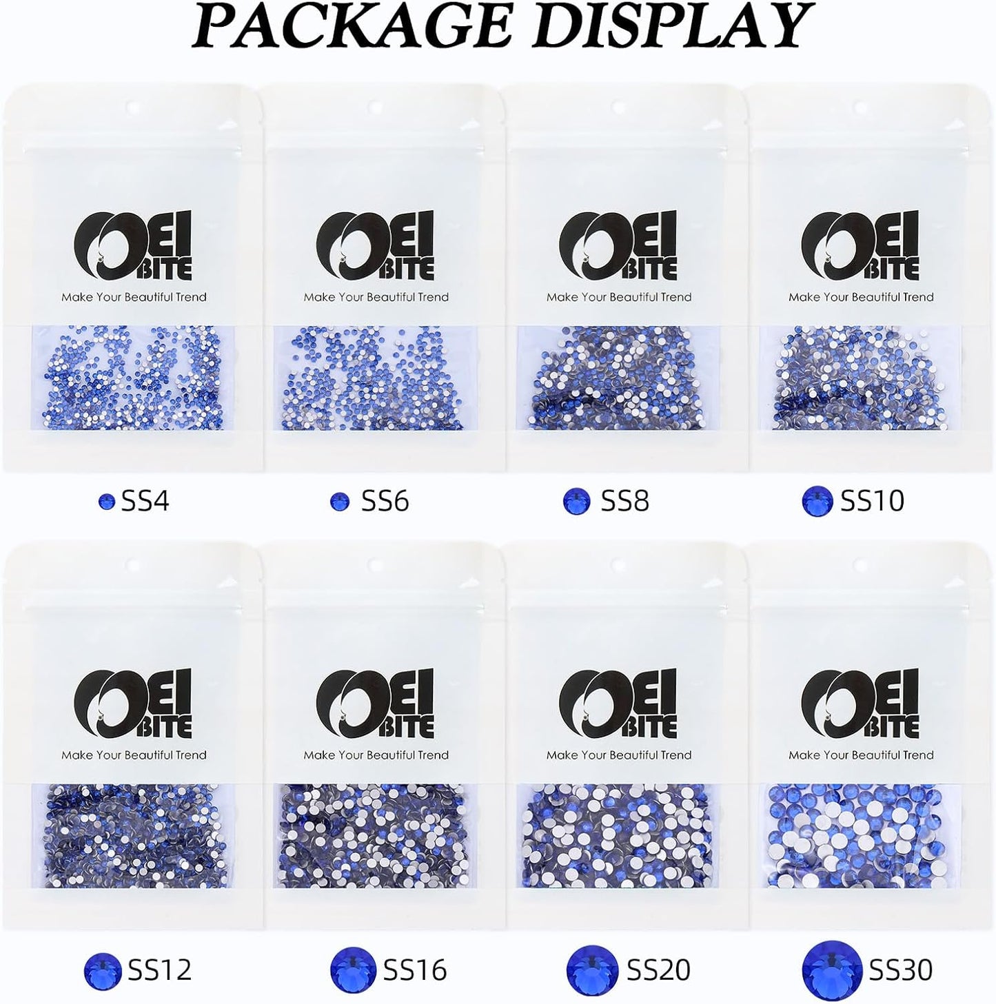 Sapphire Flatback Rhinestones, Glass Rhinestones for Nail Art and Craft, Glue Fix, Loose Crystal Gemstones(Blue, SS4, 1440pcs, 1.5-1.7mm)