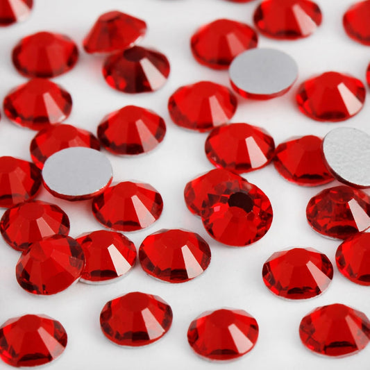 3000PCS SS10 Flatback Rhinestones | 12-Facet Diamond-Cut Glass Gems for Nail Art, Clothing, DIY Crafts |Glue-On Decoration Stones with Silver Backing(Light Siam)