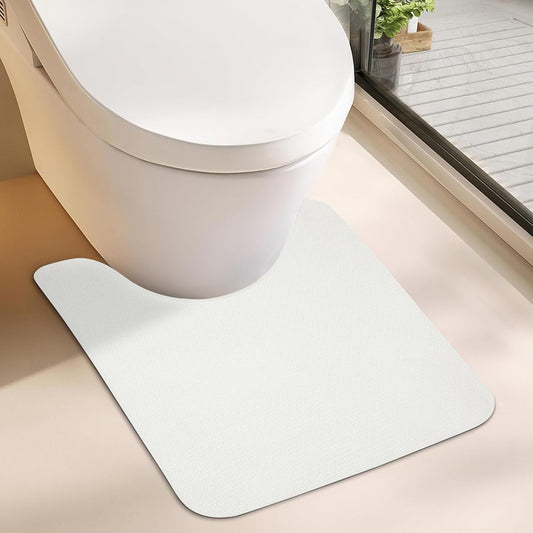 Toilet Rugs U Shaped Bathroom Rug,Machine Washable Non Slip Quick Dry Super Absorbent Ultra Thin Toilet Mats for Bathroom Toilet.White,1'8"x2'(20x24inch)