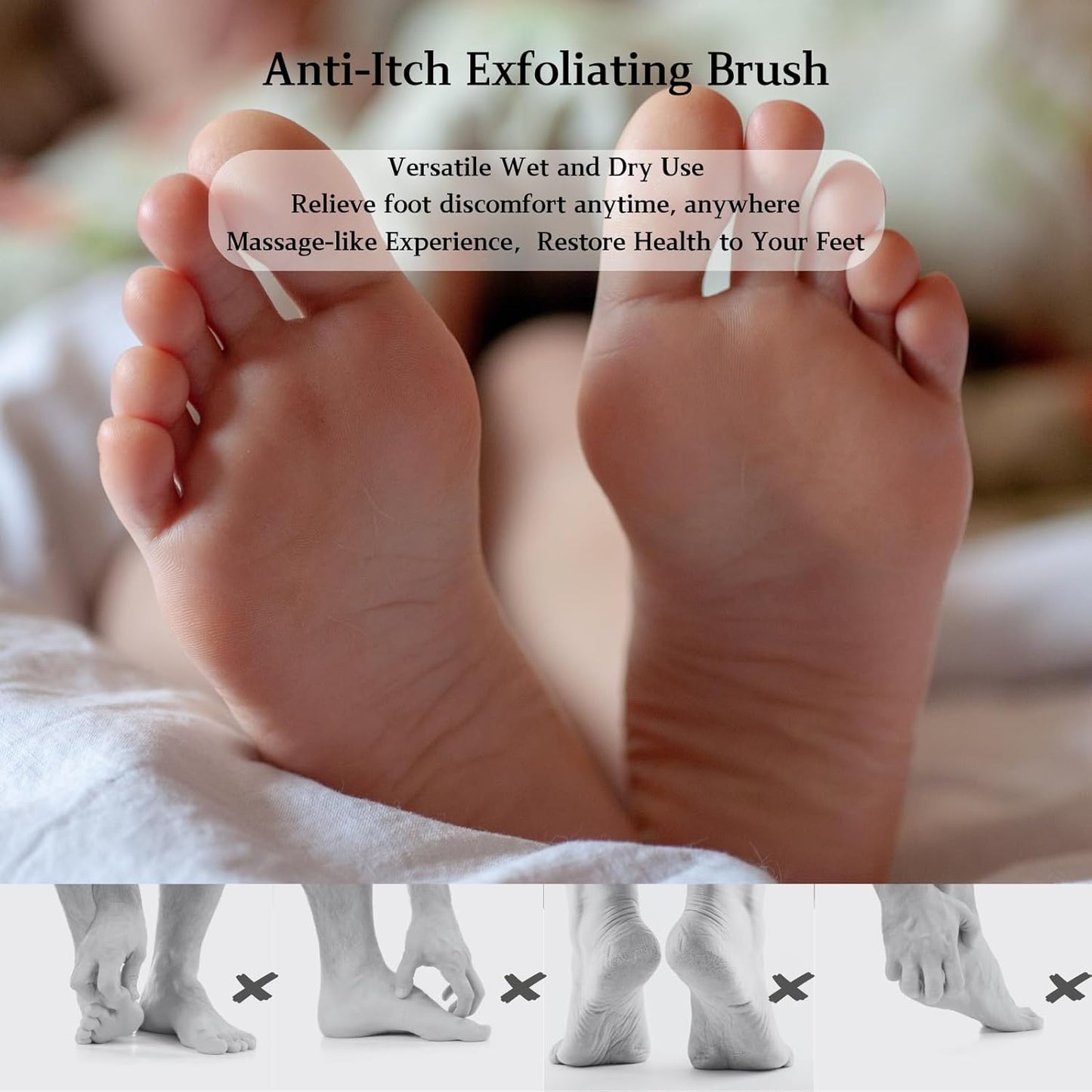 Toe Cleaning Brush with 15.7" Long Handle,Foot Scrubber in Shower,No Bending, Ideal for Seniors, Expecting Mothers, Men & Women | Foot Scrubber & Anti-Itch Exfoliating Brush (2 Pack) (Grey)