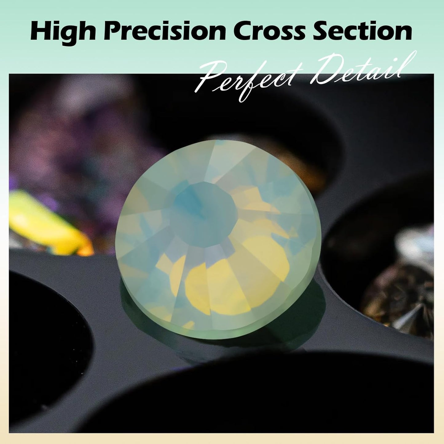 F Light Green Flatback Rhinestones, Glass Rhinestones for Nail Art and Craft, Glue Fix, Loose Crystal Gemstones(F Light Green, SS12, 1440pcs, 2.9-3.0mm)