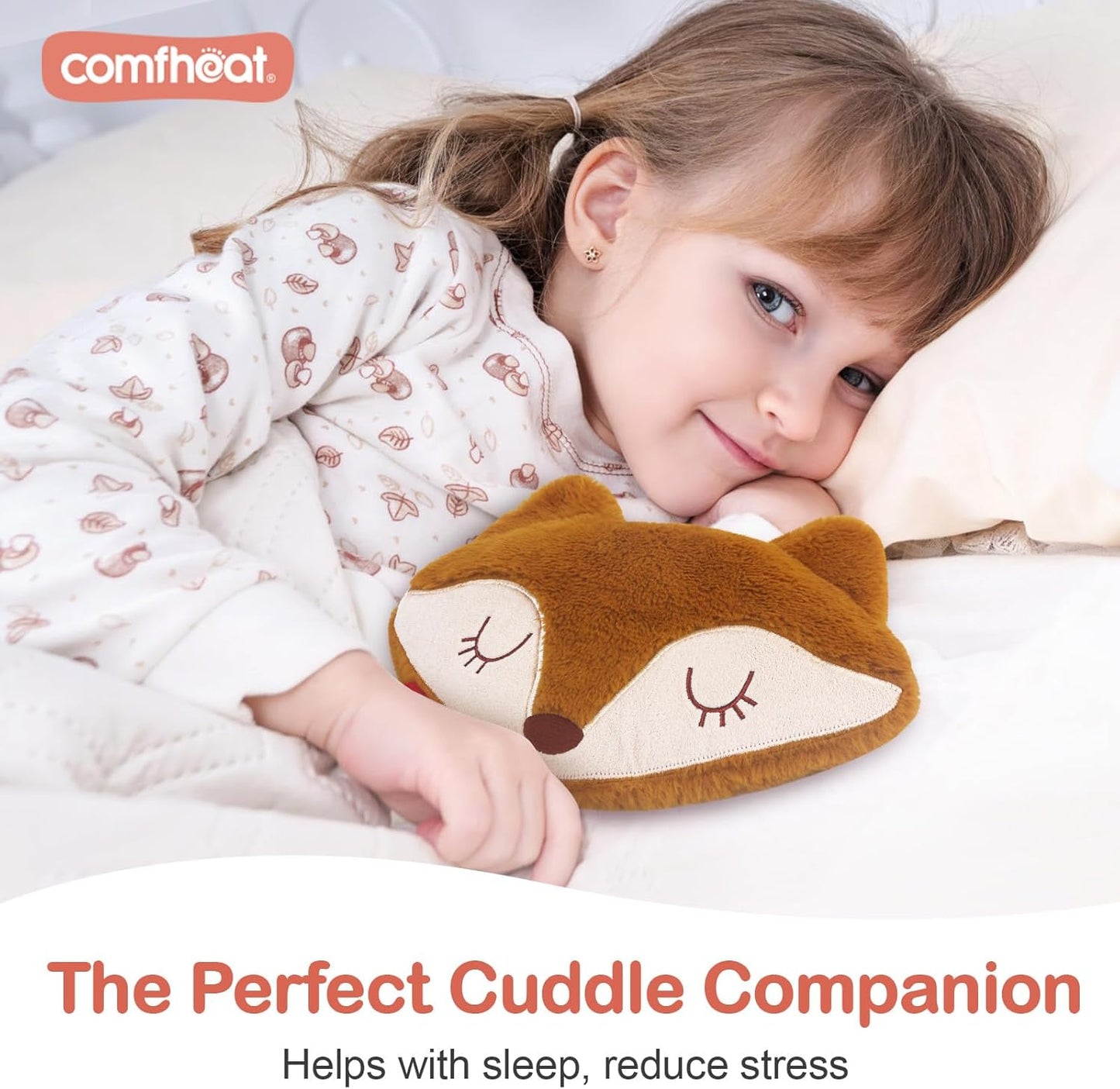 Fox Microwave Heating Pad for Pain Relief, Unscented Microwavable Heating Pads Stuffed Animal for Cramps, Neck Shoulder, Muscles, Natural Small Heat Pack Moist Heat with Washable Cover