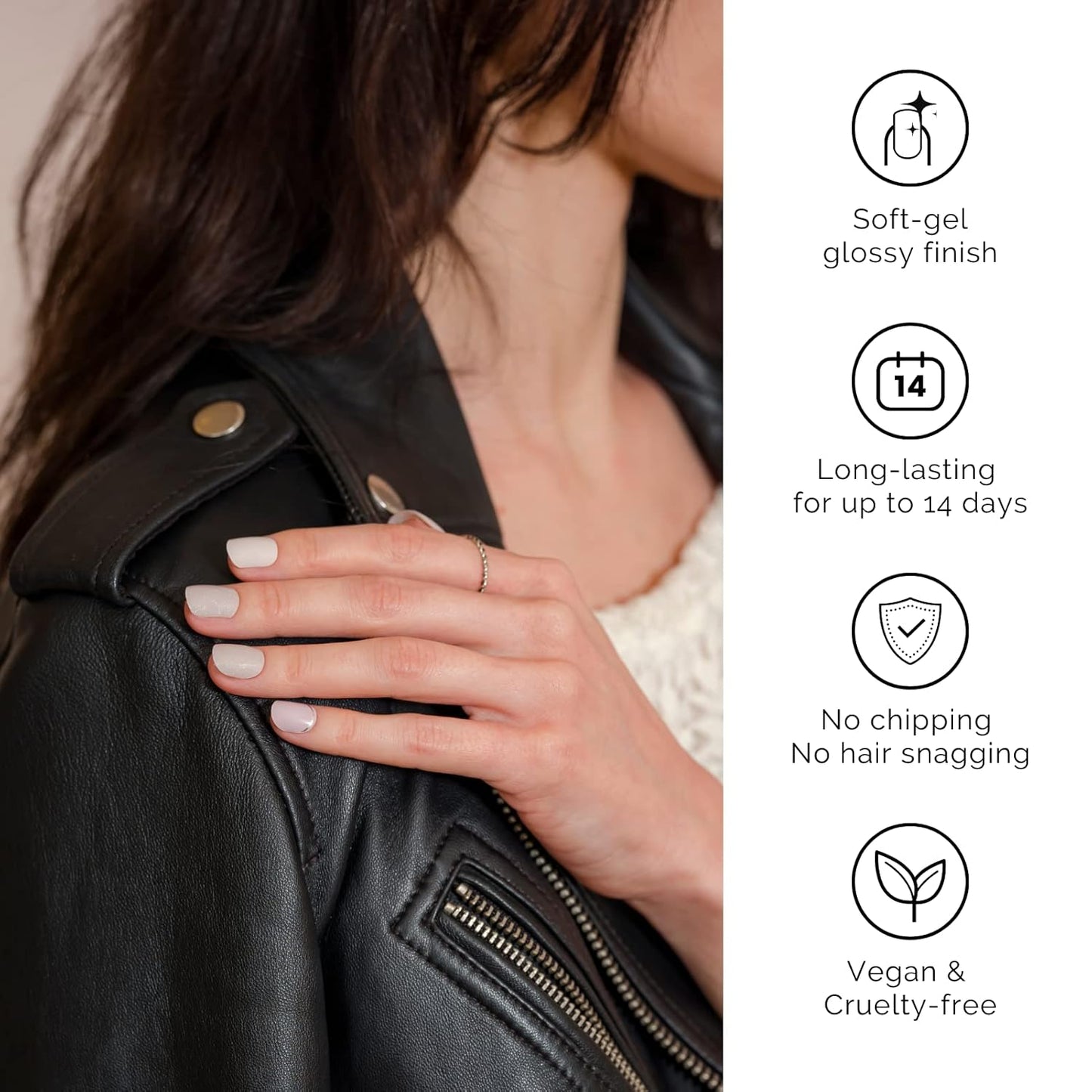 NAILOG Semi Cured Gel Nail Strips, 34 pcs Salon-Quality Gel Nail Stickers, Long Lasting Nail Wraps for Women with Soft Gel Finish | Isabelle