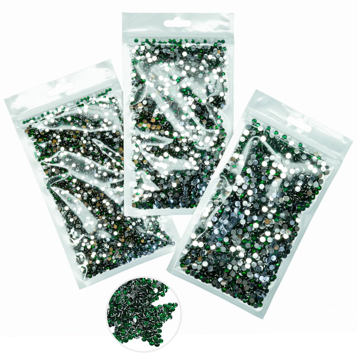 16000PCS Emerald Green Crystal Resin Rhinestones for Crafting Dark Green Flatback Stones 3mm 4mm 5mm Non-Hotfix Diamonds Crystals Gems Charms for Nails Face Eyes Makeup Tumblers Bottles Crafts Clothes