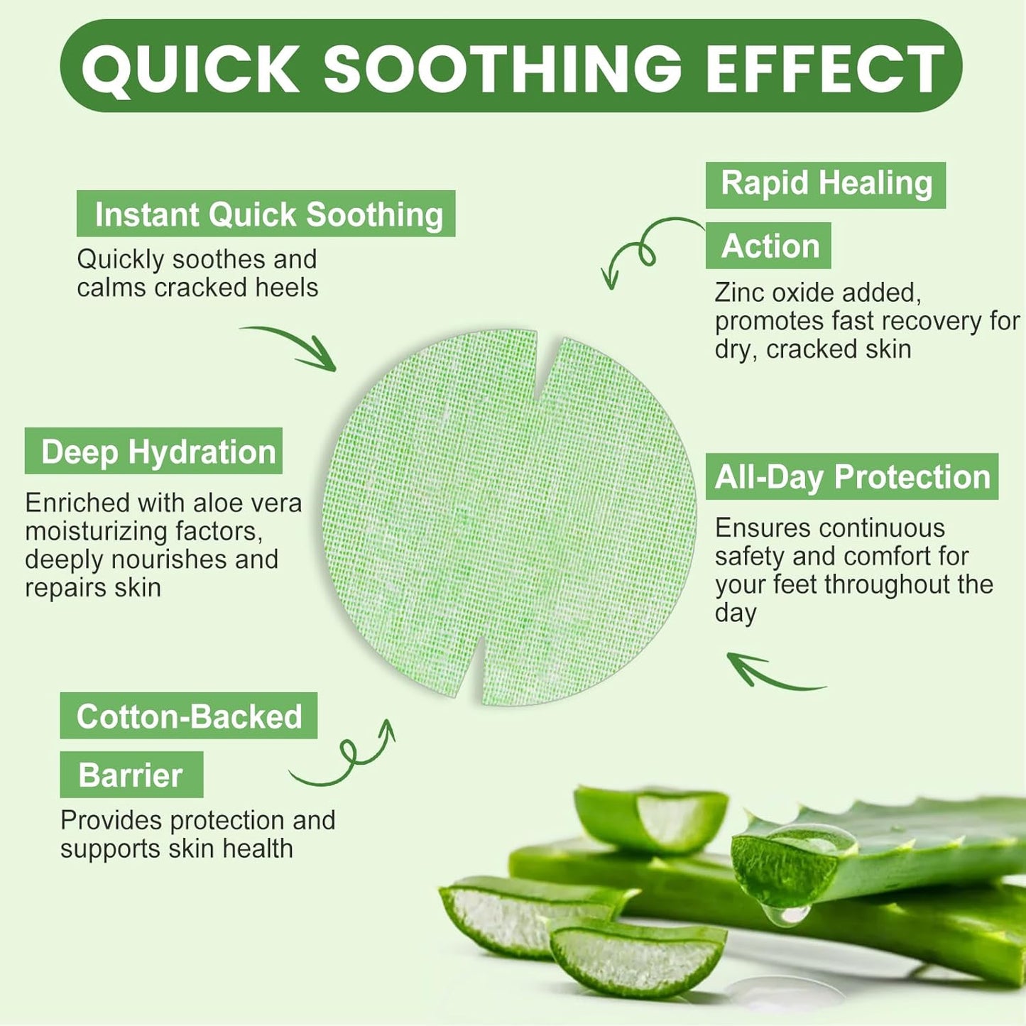 30PCS Patented Aloe Vera Cracked Heel Treatment Patches, Cracked Heel Repair Bandage