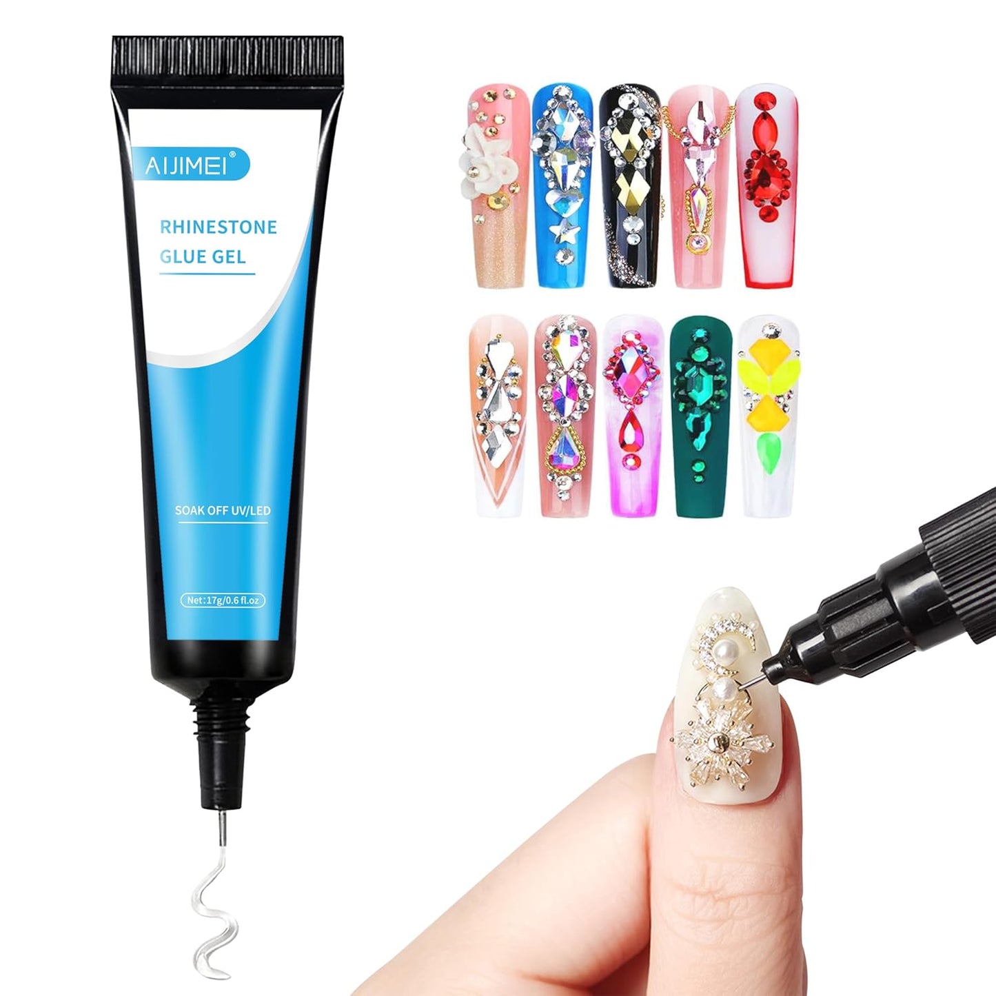 Nail Needle Glue Rhinestone Glue Gel Nail Glue Nail Rhinestone Glue Rhinestones Glue for Nails Nail Charms Glue Glue for Rhinestones Nail Glue Gel Uv Cured