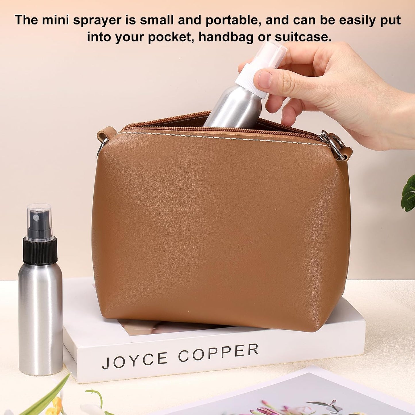 HARFINGTON 3pcs Aluminum Fine Mist Spray Bottles 80ml/2.7oz Metal Small Liquid Alcohol Refillable Travel Container with White Plastic Nozzle Cap for Perfume Skincare Cosmetic Storage Bottle