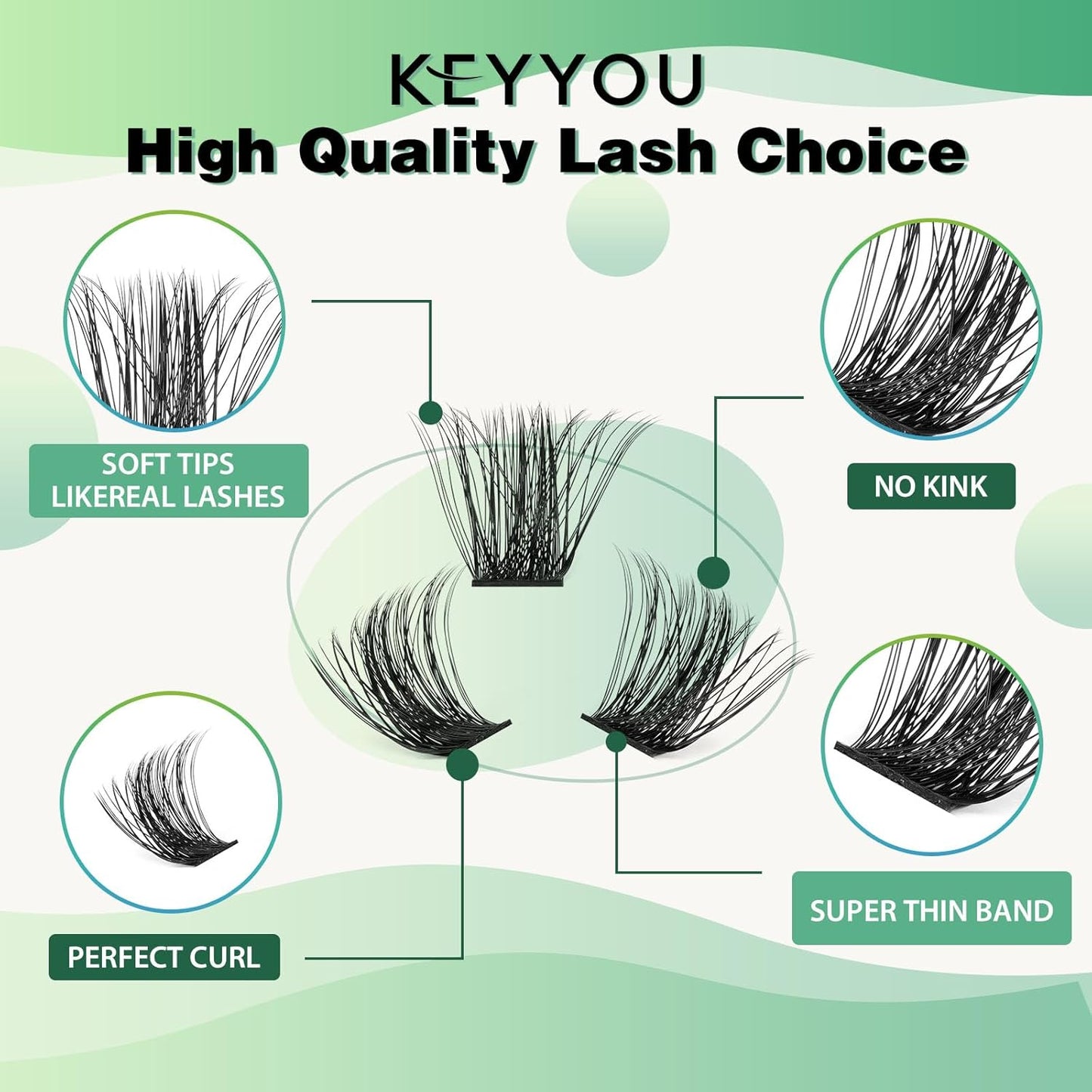 Lash Clusters,96 Pcs Cluster Lashes D Curl 14mm DIY Lash Extensions Eyelash Clusters,KEYYOU Volume Wispy Individual Lashes Soft&Comfortable Easy DIY at Home(Y04,D-14mm)