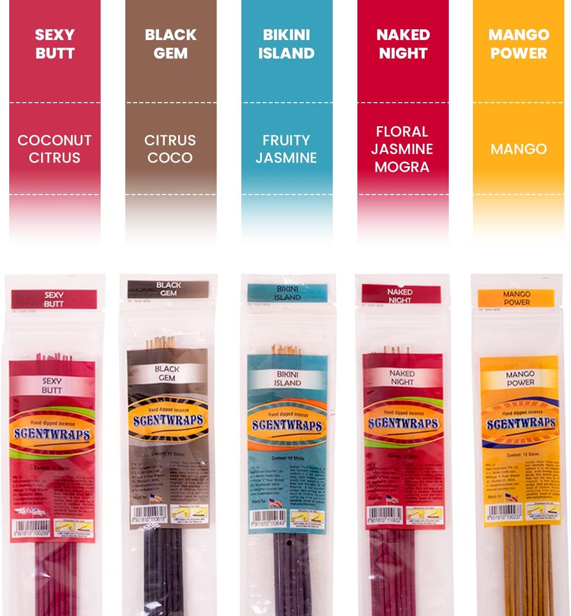 Hem Incense Sticks -10 Scents Veriety Pack 12 Sticks Each-11 Inches, 120 Total Stick- with Natural Inscent Holder, Aromatic Assorted Hand Dipped Insense-Sticks
