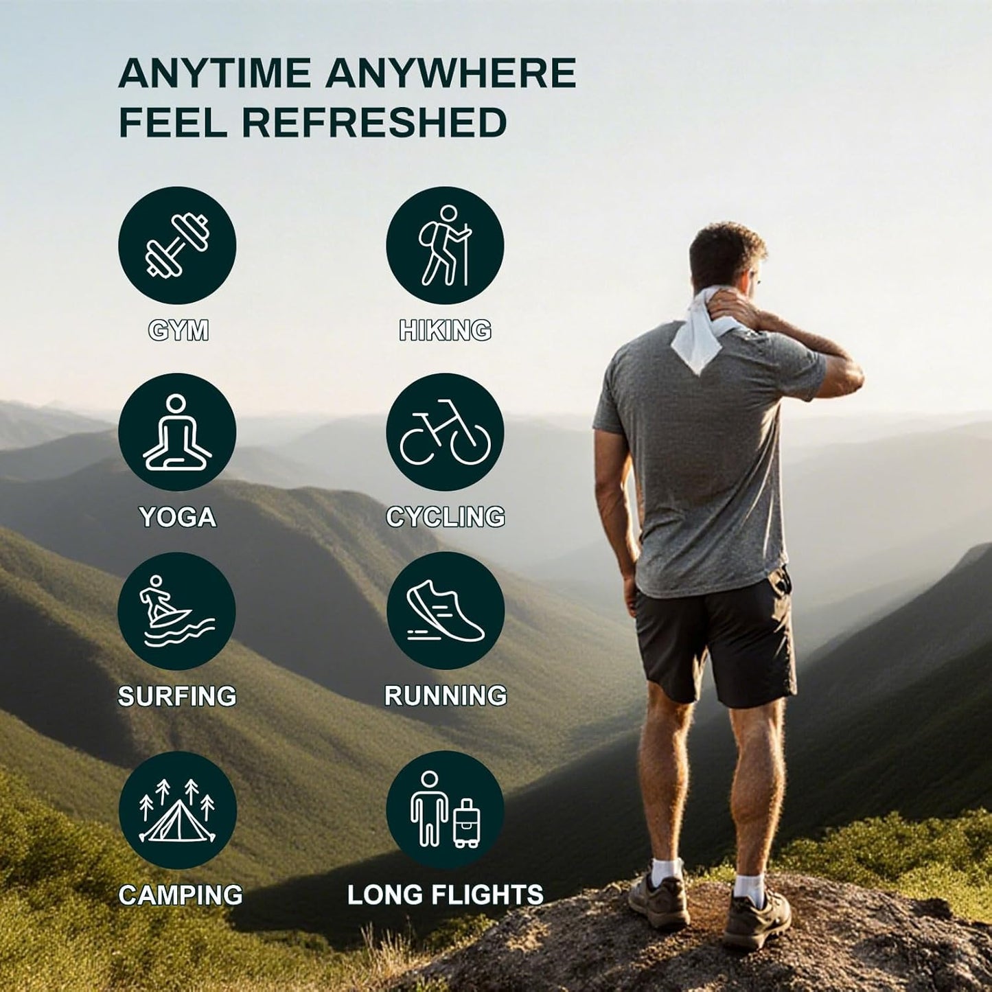 5X Larger Extra Large Body Wipes for Bathing No Rinse 6 Pack, Cooling Travel Pack for Outdoors Sports, Portable Disposable Body Cleansing Towelettes, Great for Gym, Camping