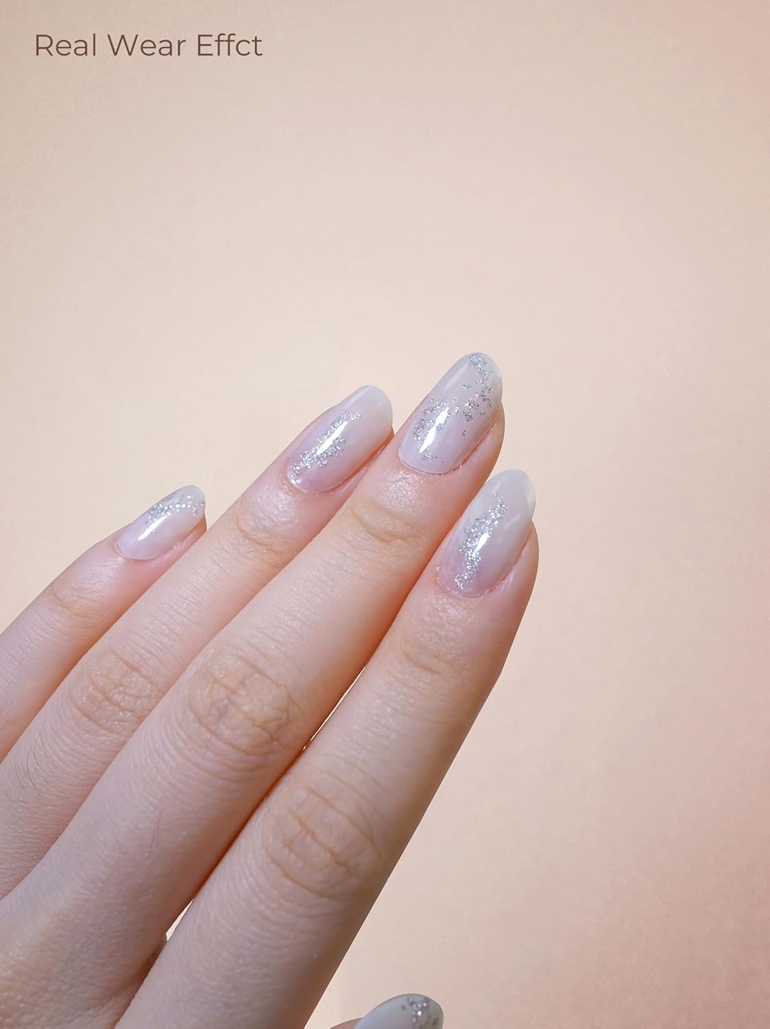 Pre Cured Gel Nail Strips - 44PCS Salon Quality Gel Nail Stickers - Long Lasting Polish Wraps for Women no UV Light Needed Easy Apply& Remove (Midnight White)