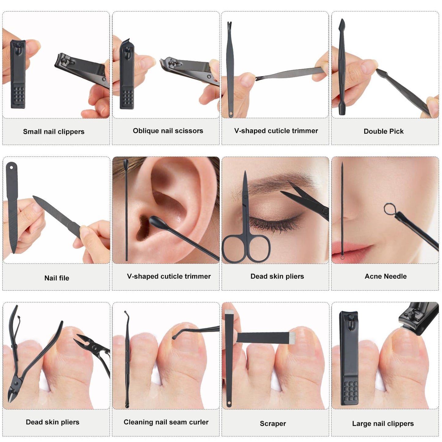 Nail Kit, Manicure Kit, Nail Care Kit for Men, Manicure Pedicure Set, Nail Clippers Toenail Clippers Kit, Professional Manicure Kit Pedicure Kit, Leather Color Travel Case, Set of 12.