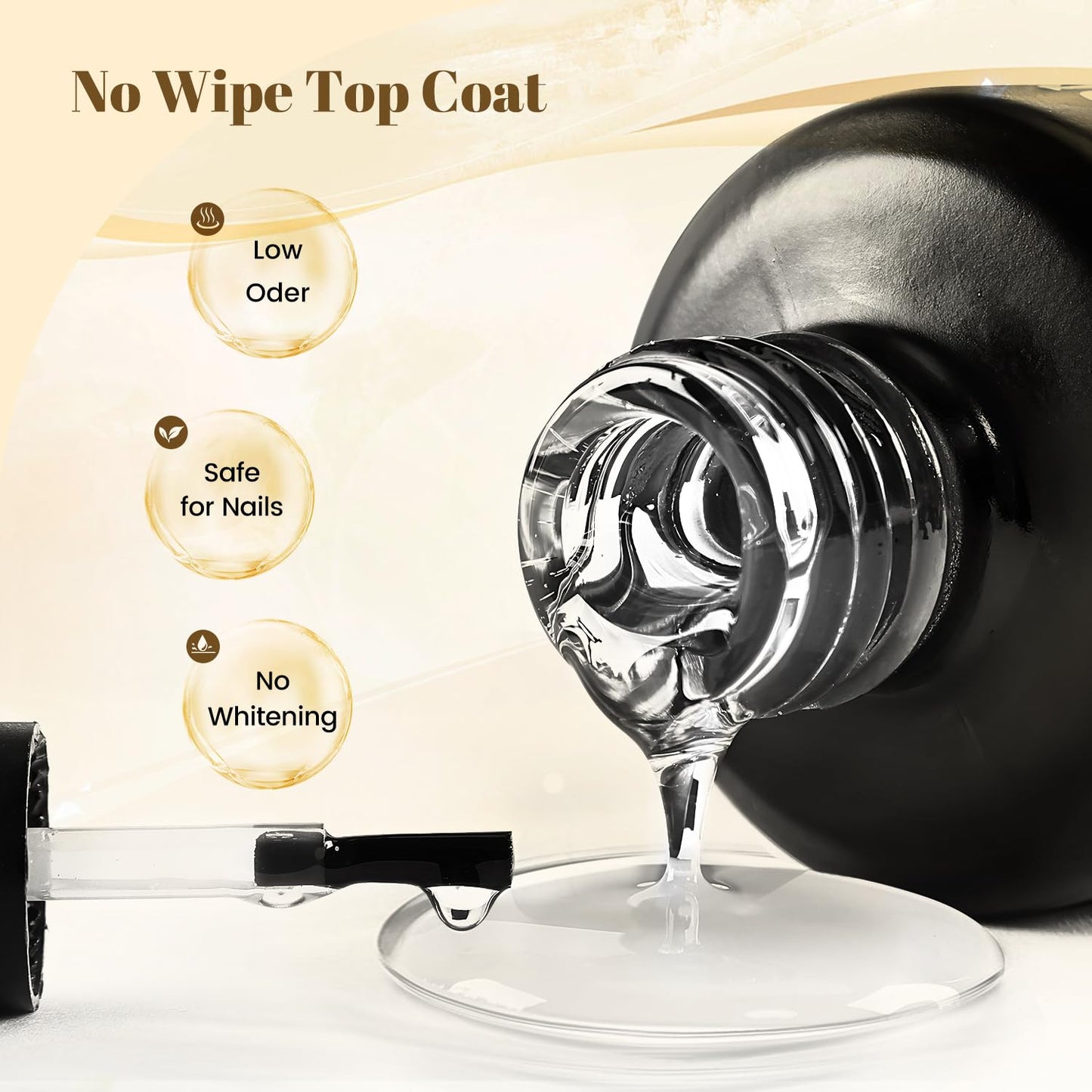 JODSONE 2 Bottles 15ml of Top Coat Gel Polish No Wipe Help Bright Manicure Need Lamp Cured