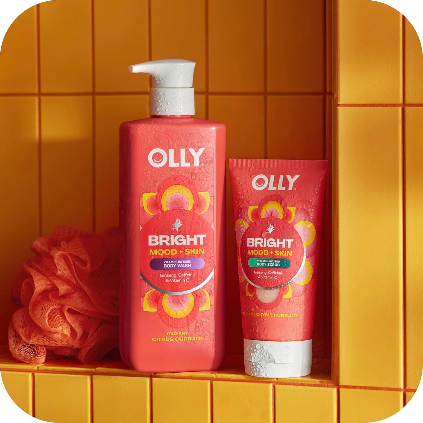 OLLY Bright Body Wash with Ginseng, Caffeine & Vitamin C– Nourishing Cleanser for Skin Barrier Repair, Deep Hydration, Citrus Currant Scent, 17 oz