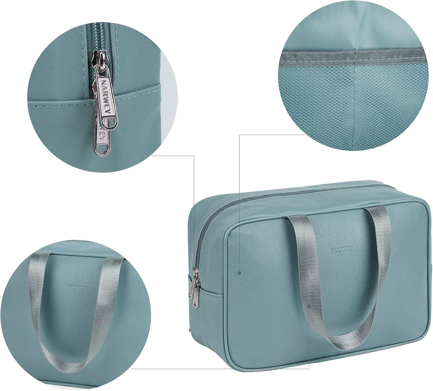 PU Leather Large Travel Toiletry Bag Women Toiletries Bag Skincare Bag Makeup Bag Organizer Make up bag Cosmetic Bag Medicine Bag for Girls (Large, Greyish Blue)