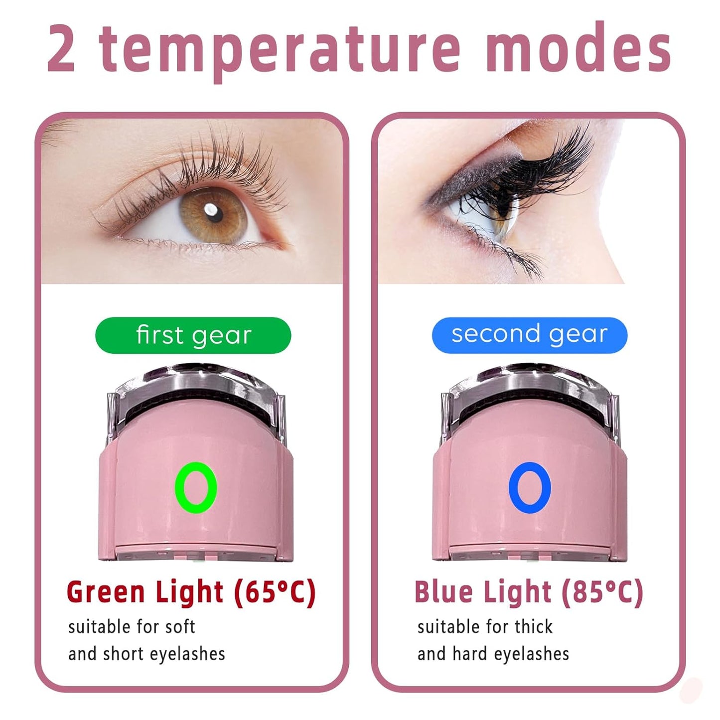 Pinkiou Heated Eyelash Curler for Women USB Rechargeable Lash Curler Long Lasting Ironing Electric Eyelash Curler with Silcone Pad Replacable Great Makeup Tools for Her