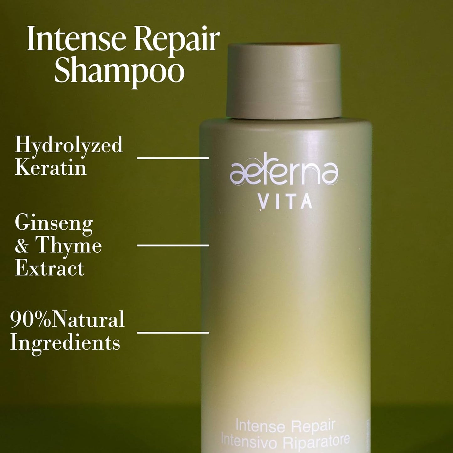 Aeterna VITA Intense Repair Keratin Shampoo for Dry Damaged Hair | Thyme, Ginseng Root Extract | Color-Safe - 250 ml