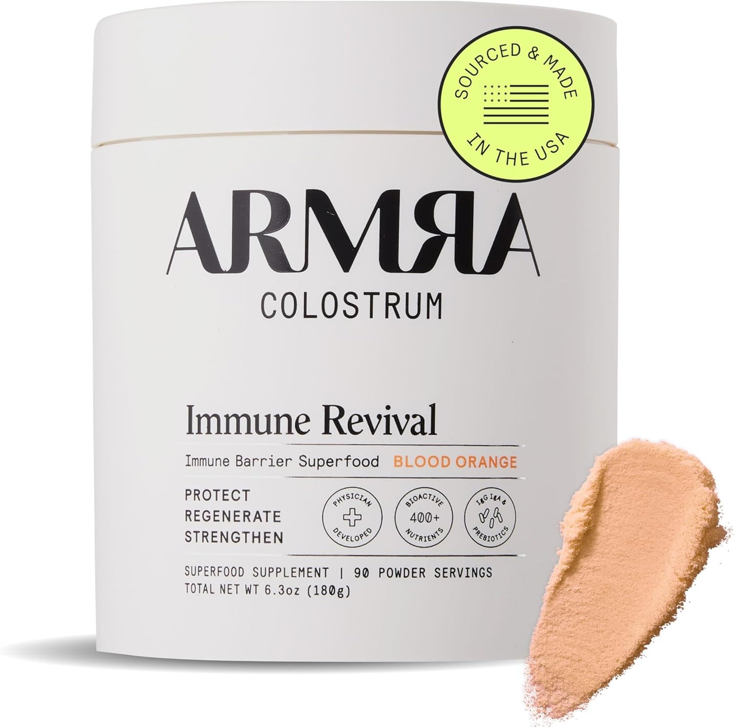 ARMRA Colostrum™ Powder | Blood Orange | Gut Health & Bloating | Skin & Hair | Immunity | Keto, Gluten & Fat-Free | 90 Servings