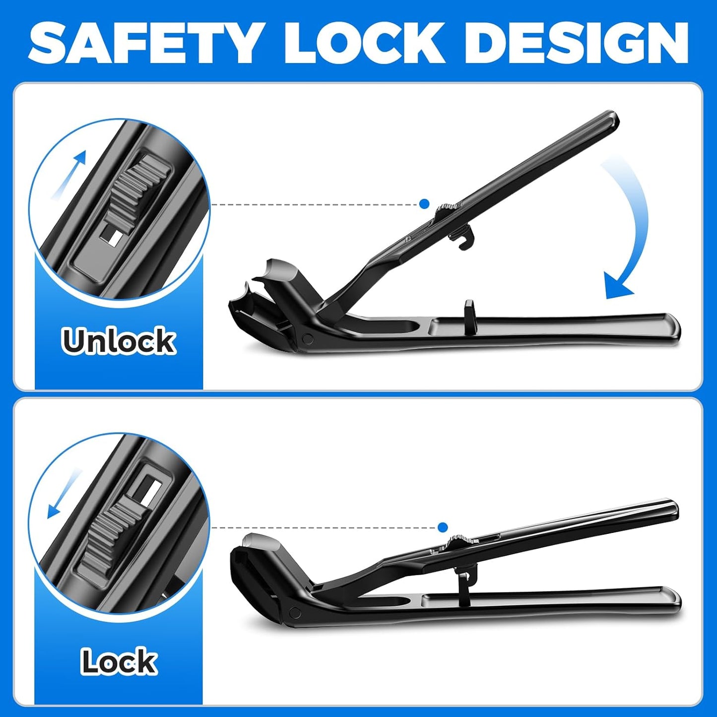 Toenail Clippers for Thick Toenails for Seniors, Angled Large Toe Nail Clippers Set for Men, Heavy Duty Ingrown Toenail Clippers with Wide Opening, Long Handle, Ergonomic Head, Gifts for Men & Women