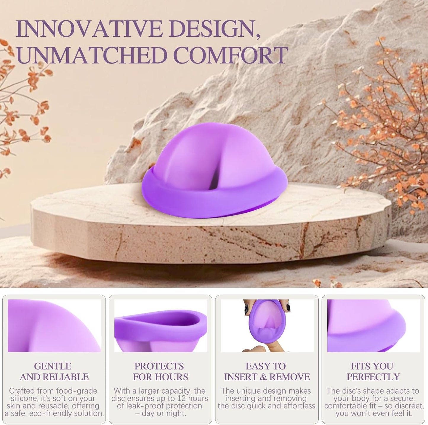 Reusable Menstrual Disc - Soft Period Disc for Beginner or Menstrual Light Flow, Leak Proof Menstrual Cup Alternative - Pack of 2 (Small Size)