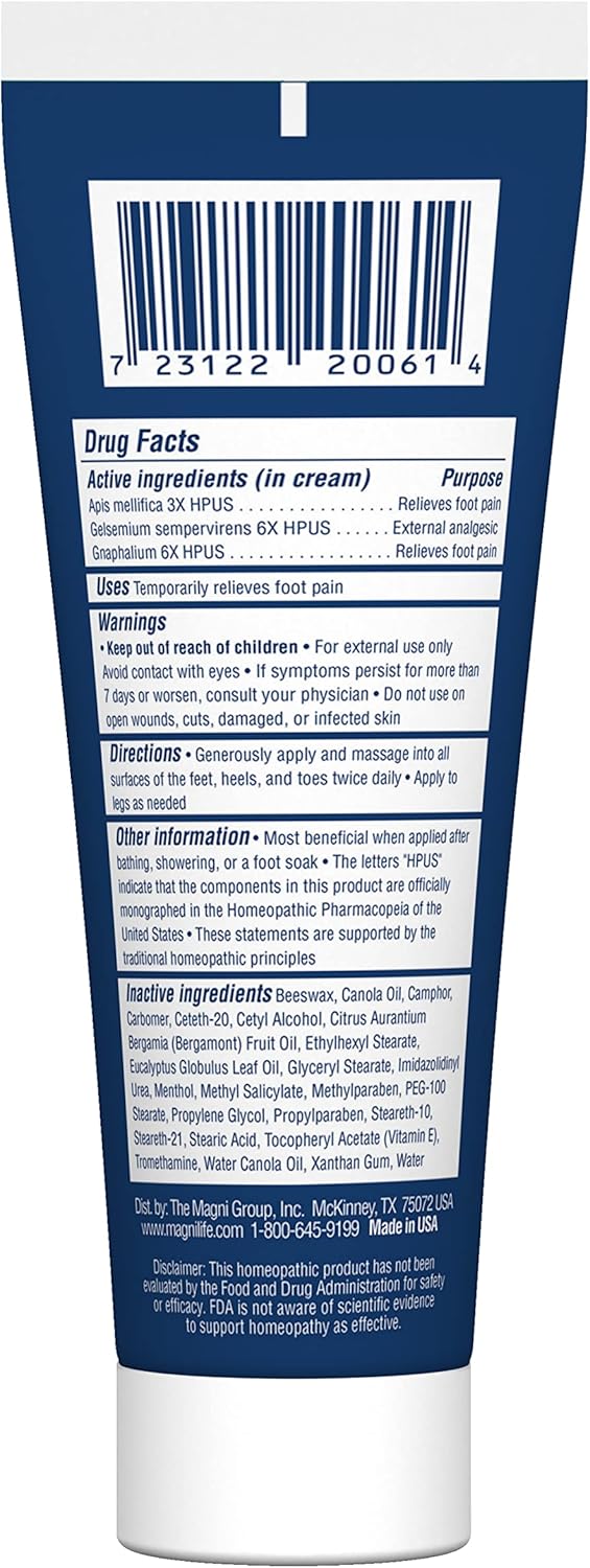 MagniLife Pain Relieving Foot Cream Soothing Relief for Soreness, Pain, Burning, Tingling, Itching or Sensitivity in Feet & Legs - All-Natural Moisturizing Topical - Petroleum-Free - 8oz Tube