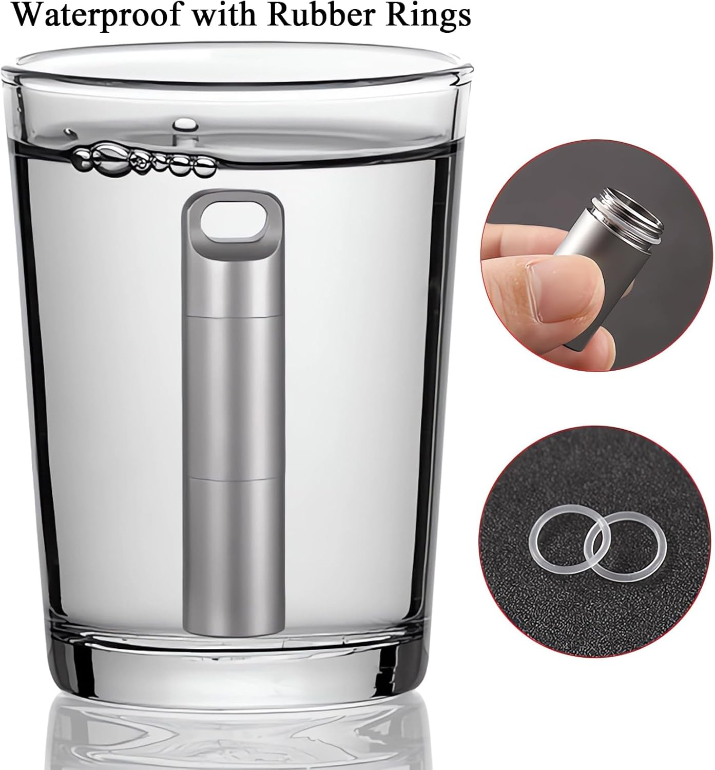 Small Keychain Pill Holder,304 Stainless Steel Portable Pill Case Organizer for Travel,Waterproof Pocket Pill Container Medicine Box for Purse Men (Mini Pill Case), Silver