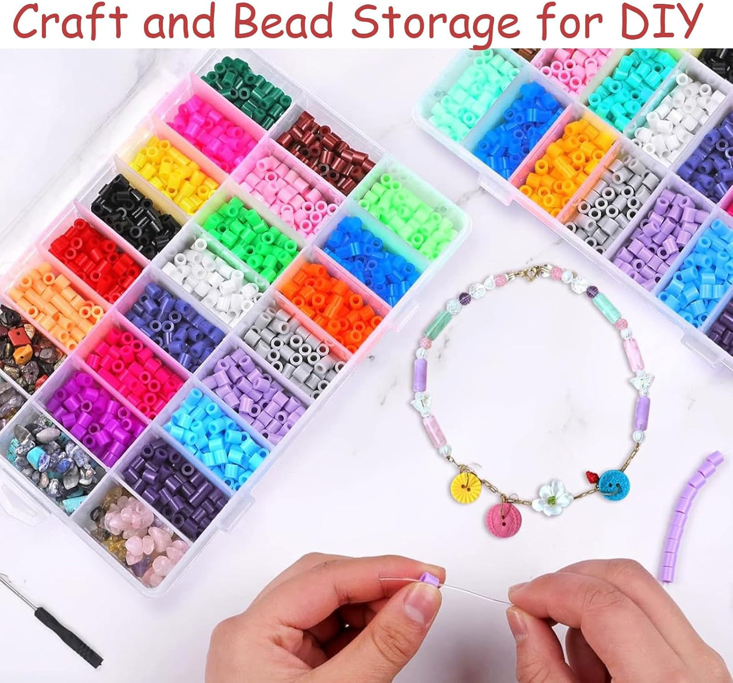 3 Pcs 36 Large Grids Clear Plastic Organizer Box with Adjustable Dividers Craft Organizers Box for Bead,Jewelry,DIY Crafts,Art,Small Items Storage (Clear-3pack-108 Grids)