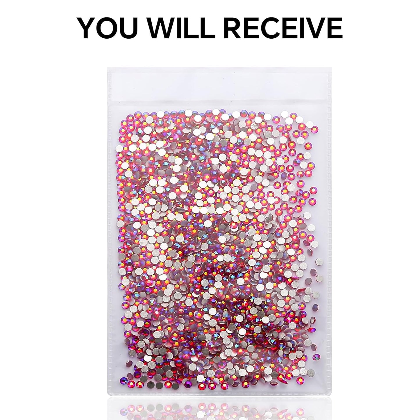 1440Pcs Red Ab Crystal Rhinestones,Glass Flatback Rhinestones Small Gemstones for Nail Face Makeup Art Crafts Clothes Decoration -(SS6,2.0mm,Red Ab)