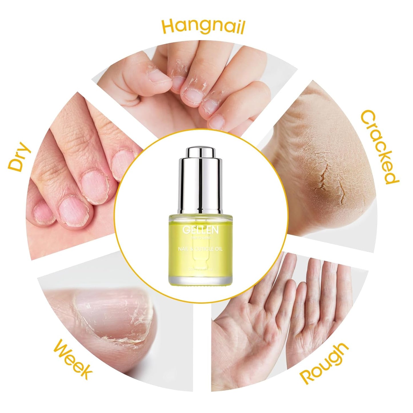 Gellen Nail Cuticle Oil for Growth and Strength, Natural Keratin Vitamin E Nail Growth Oil, Organic Cuticle Nails Serum for Hydrating, Nourishing, Strengthening, Repairing