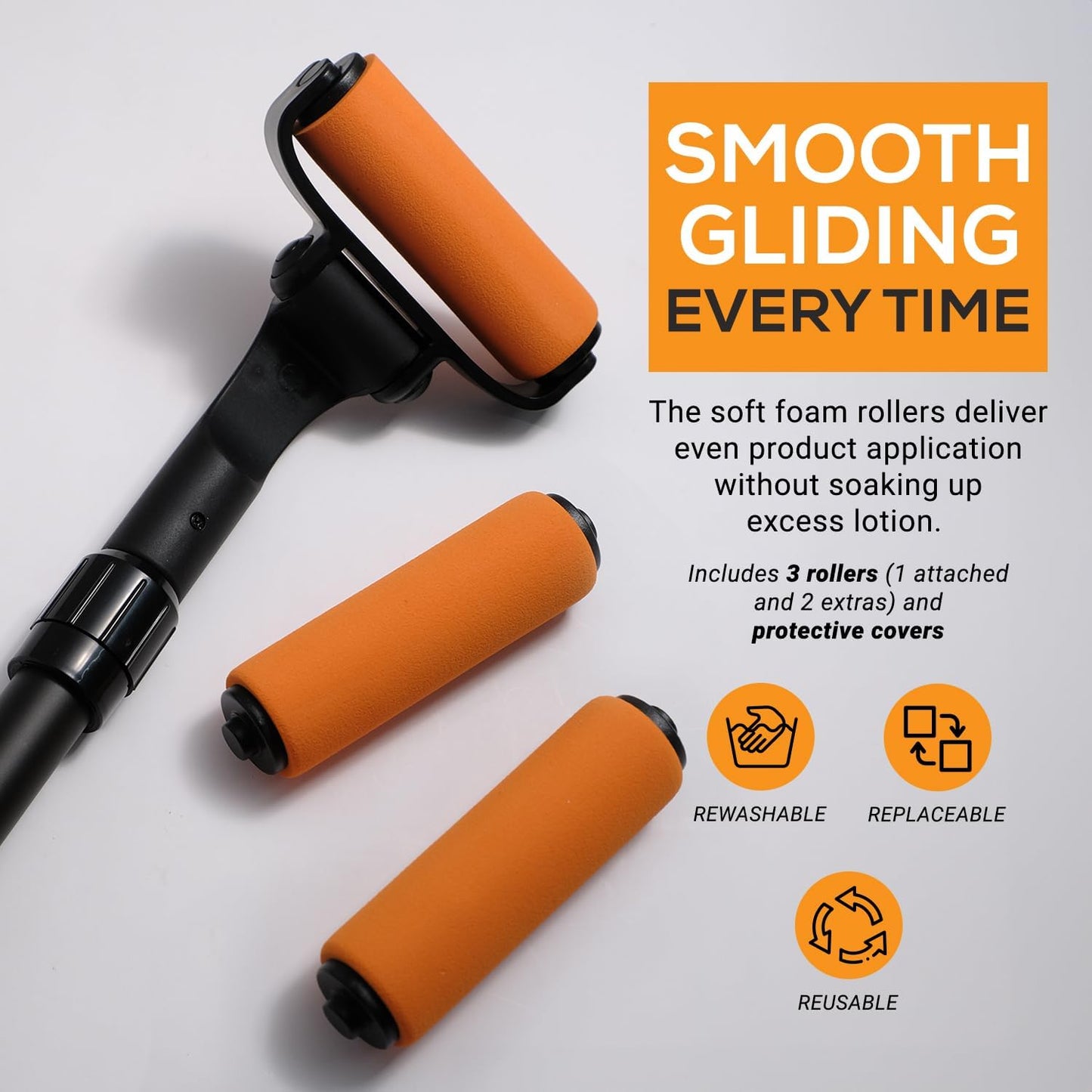 EZPIK Lotion Applicator for Back, Extendable up to 23" - Curved Design Back Lotion Applicator for Elderly/Seniors with Limited Mobility, Lotion Stick & Sunscreen Applicator for Skin Cream, Oils & More