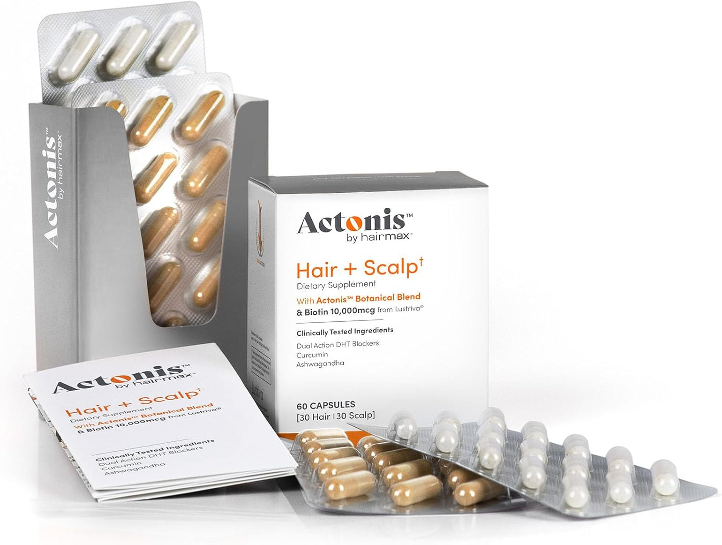 Women & Men Hair Growth Supplement, Hair + Scalp Dual Action Nutraceutical, Lustriva™ + Biotin, Men & Women Thinning Hair Supplement, Saw Palmetto, 1 Month Supply