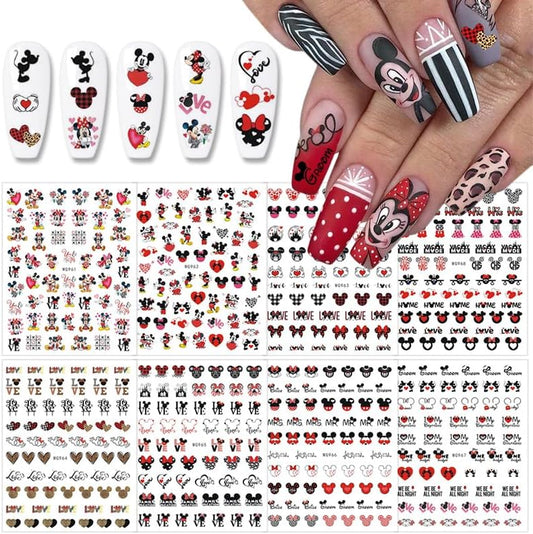 8 Sheets Cute Cartoon Nail Art Stickers Decals Romantic Valentine Day Nail Design Stickers 3D Self Adhesive Nail Art Valentines Nail Decals for Women DIY Manicure Valentine Day Party Nail Decoration