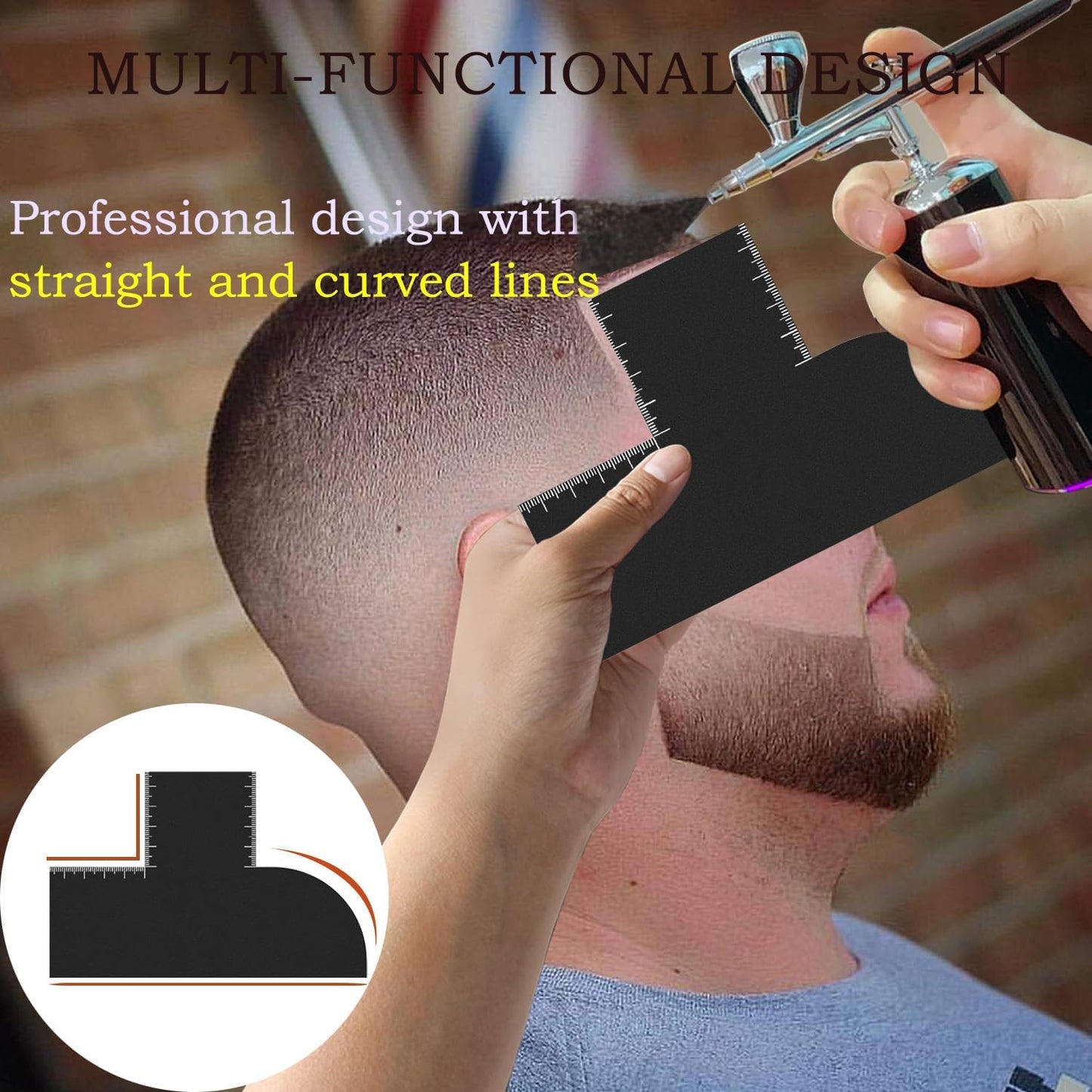 2 Pcs Enhancement Card for Barbers with Measurement Indicators, Easy to Clean Hairline Maker Guide for Barbers, Reusable Hairline Shaping Tool for Men's Hairlines and Beard (T+S Shaped)