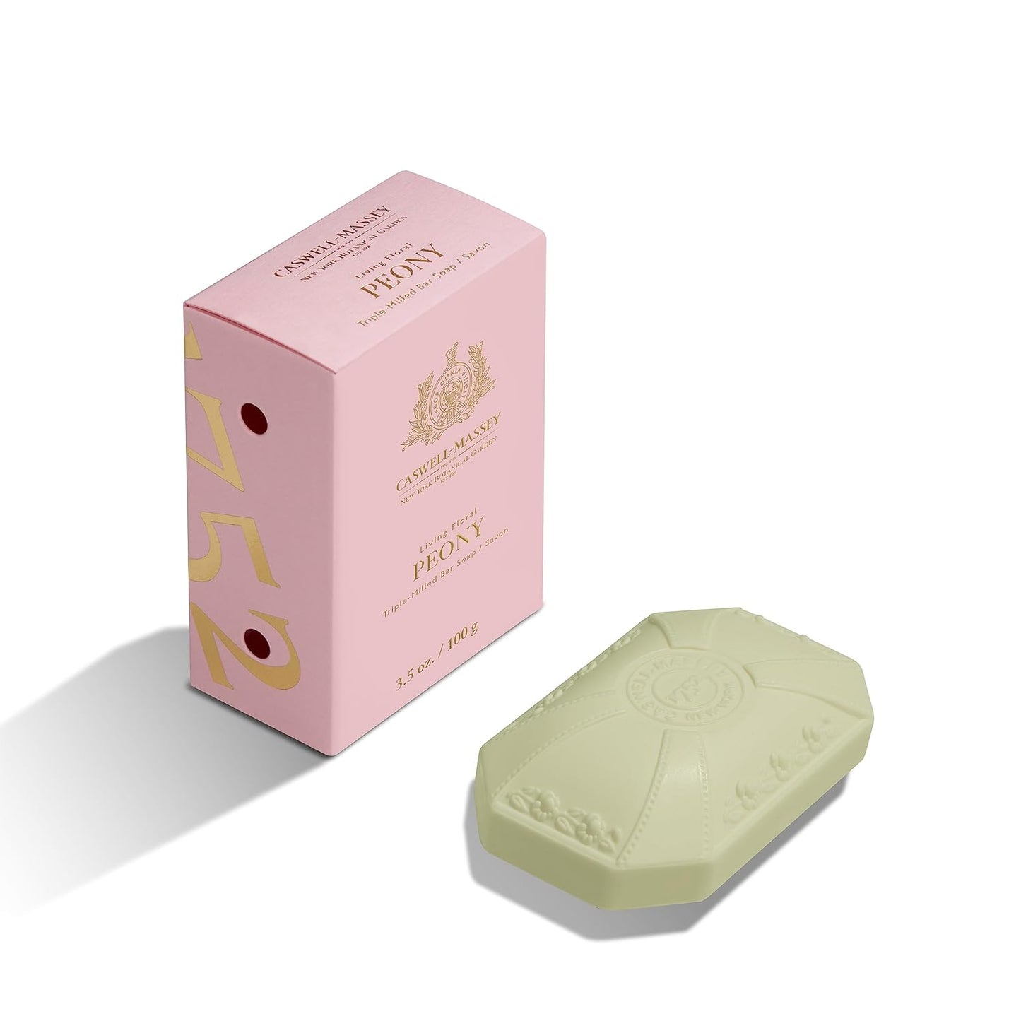 Caswell-Massey Peony Natural Bar Soap for Women, Moisturizing Body Soap Bar for All Skin Types, Made with Essential Oils & Plant-Based Formula for Soft Skin, 3.5 oz