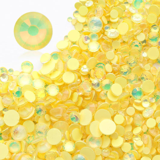 F Yellow Flatback Rhinestones, Glass Rhinestones for Nail Art and Craft, Glue Fix, Loose Crystal Gemstones(F Yellow, SS10, 1440pcs, 2.7-2.8mm)